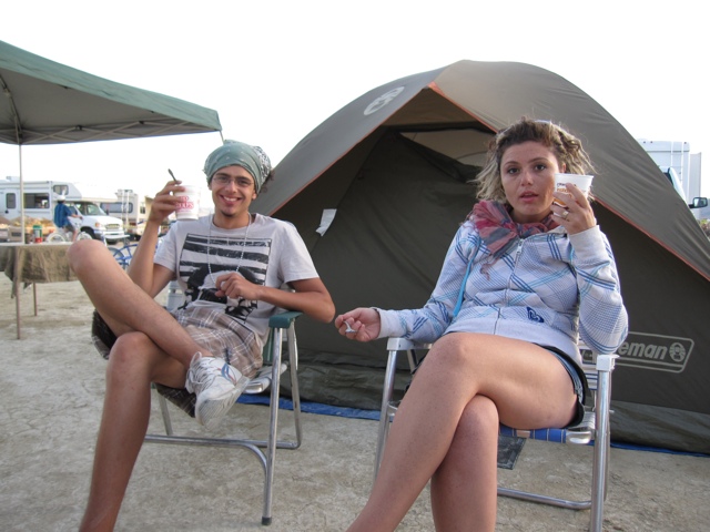 UÄŸur and Duygu enjoying Cup O Noodles at Burning Man